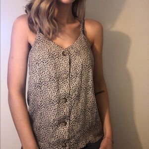 Cheetah Print Button Up Tank Top